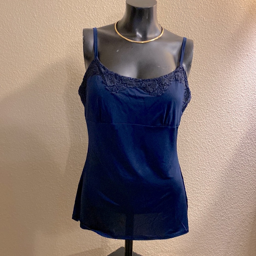 The Limited Navy Blue Lace Trimmed Top